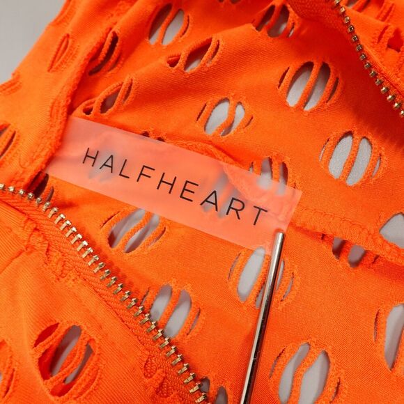 Womens Fishnet Jumpsuit Size XS / S Orange Juicy Lavish Lush Cosplay Halloween - Picture 9 of 14